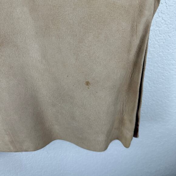 Vintage 60s 70s Camel Suede Coat Big Button Minimalist Retro Boho M L - Picture 7 of 10